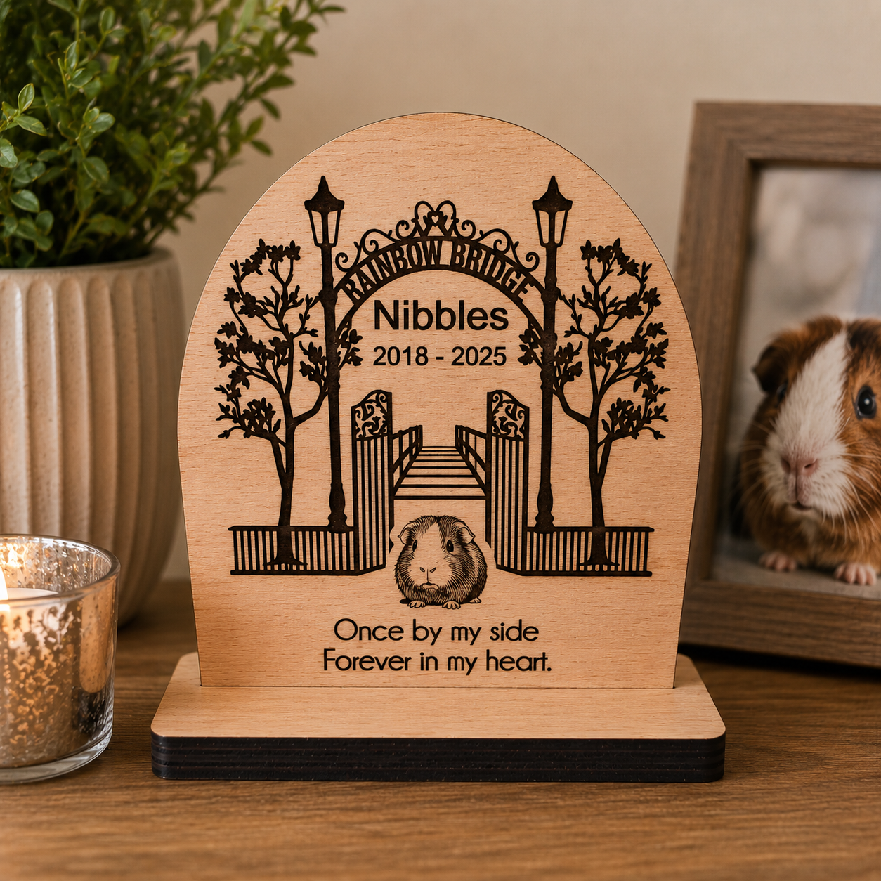 Personalised Pet Memorial Plaque Rainbow Bridge Photo Engraved Dog Cat Horse