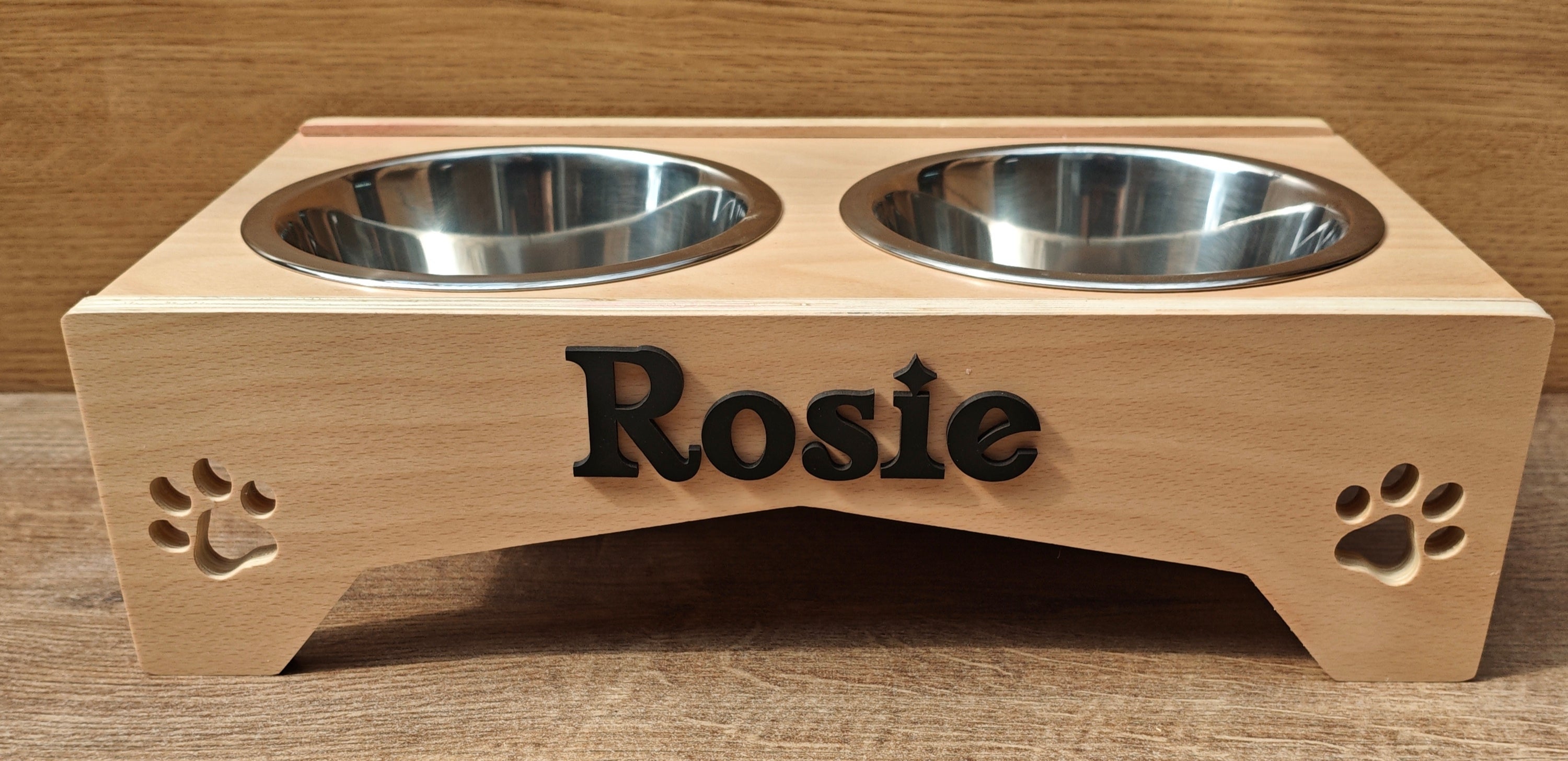 Personalised Raised Dog Bowl Stand | Handmade Wooden Feeding Station