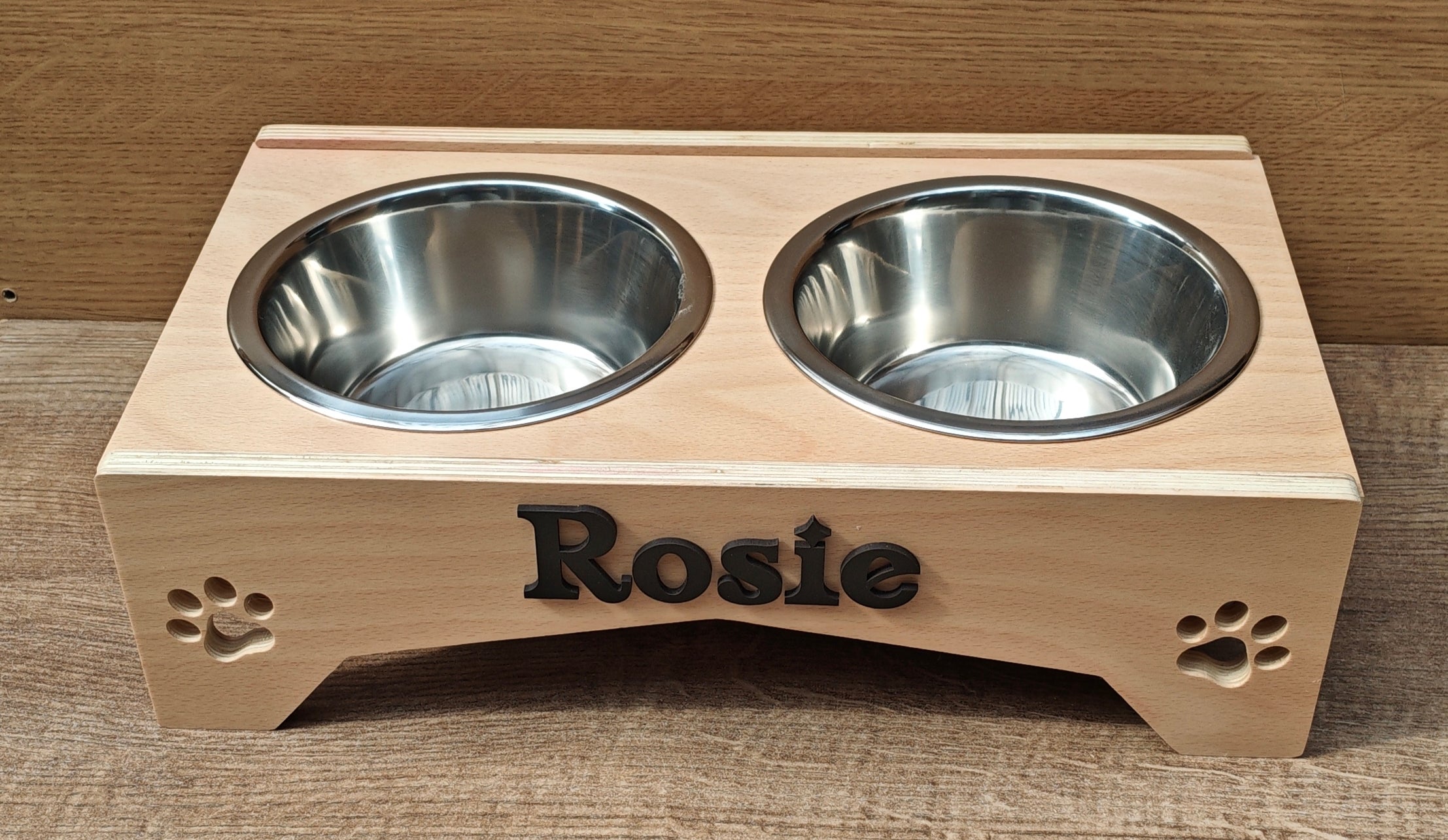 Personalised Raised Dog Bowl Stand | Handmade Wooden Feeding Station