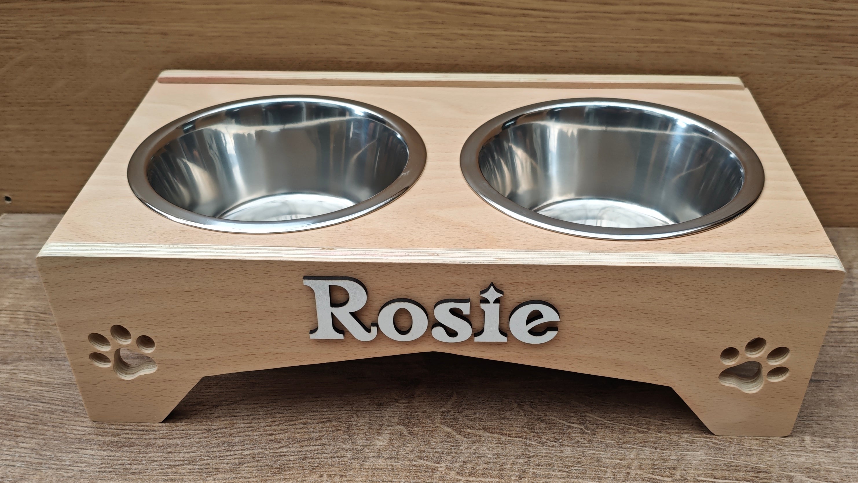 Personalised Raised Dog Bowl Stand | Handmade Wooden Feeding Station