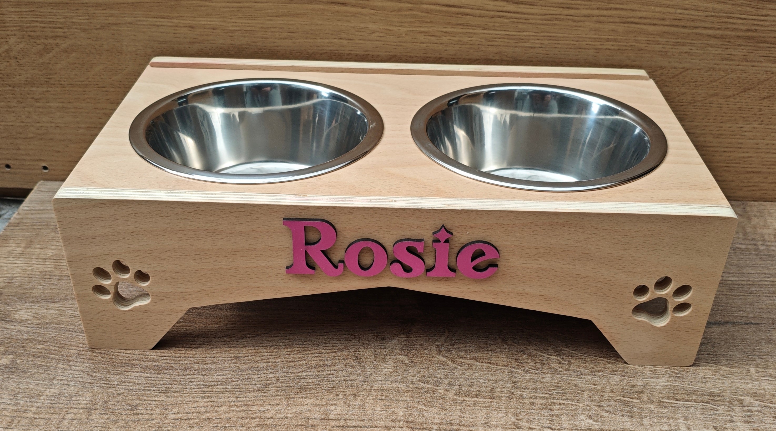 Personalised Raised Dog Bowl Stand | Handmade Wooden Feeding Station