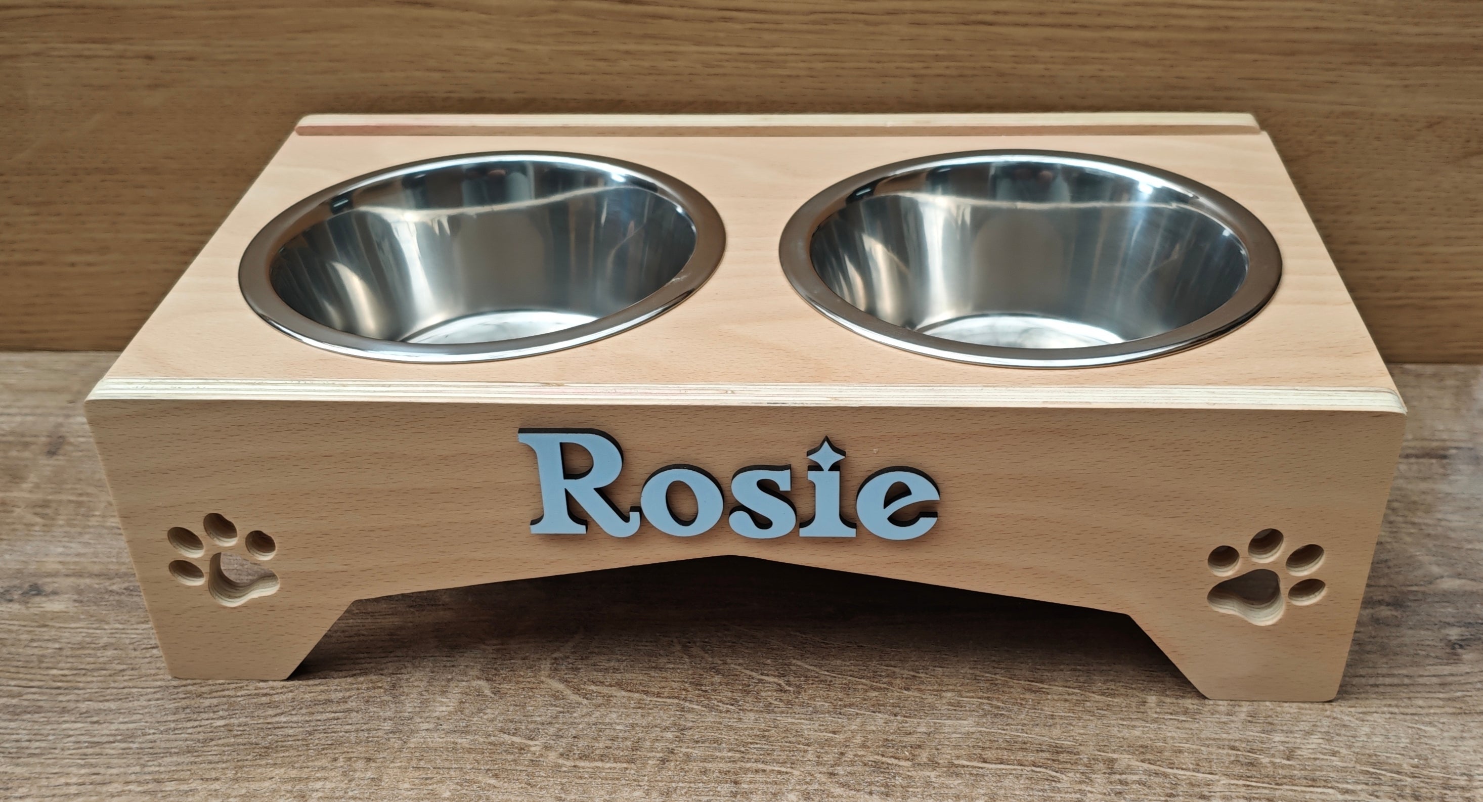 Personalised Raised Dog Bowl Stand | Handmade Wooden Feeding Station