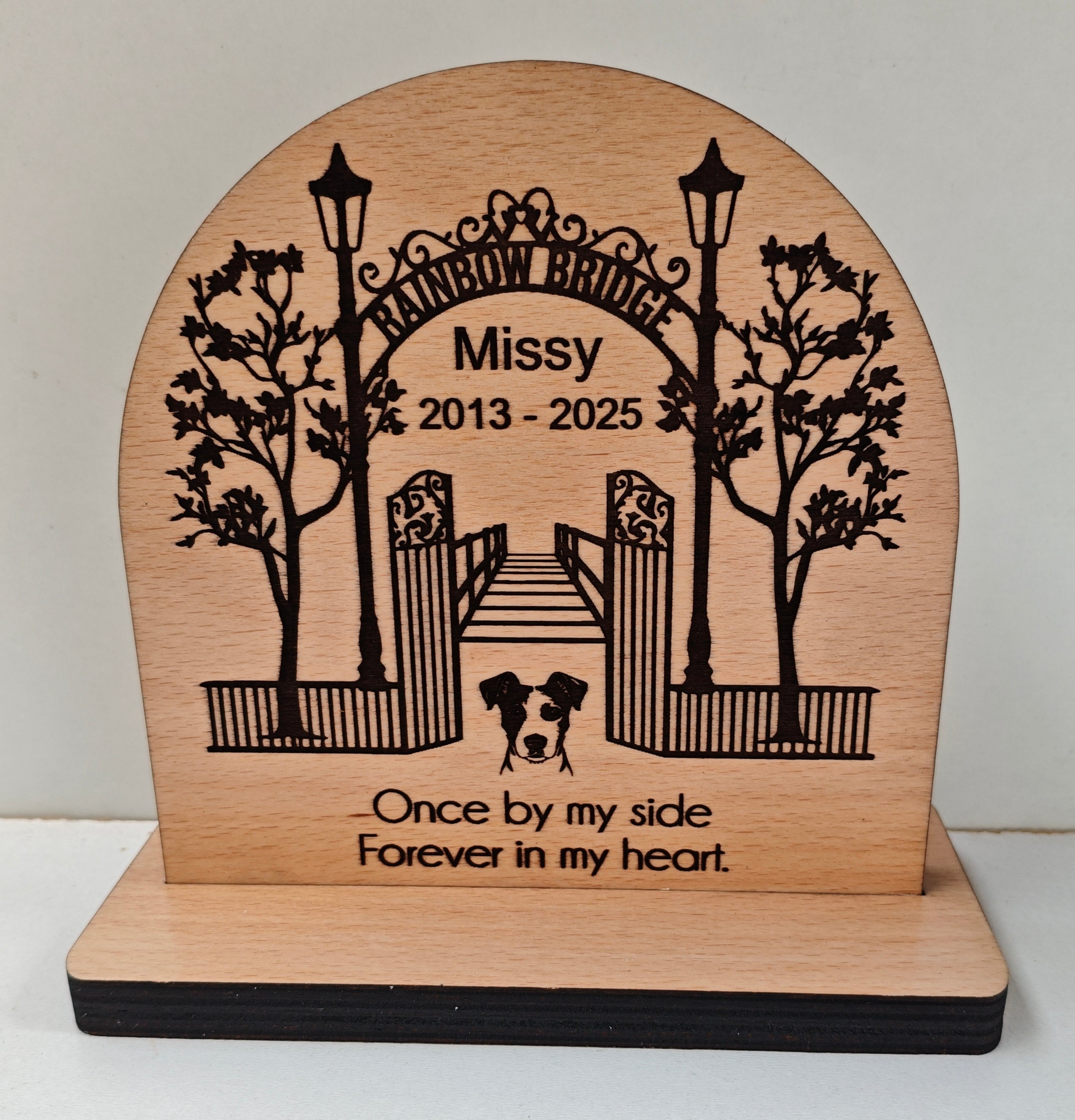 Personalised Pet Memorial Plaque Rainbow Bridge Photo Engraved Dog Cat Horse