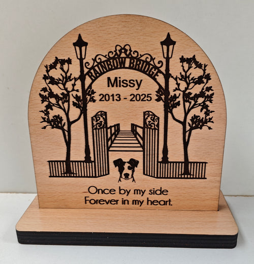 Personalised Pet Memorial Plaque Rainbow Bridge Photo Engraved Dog Cat Horse